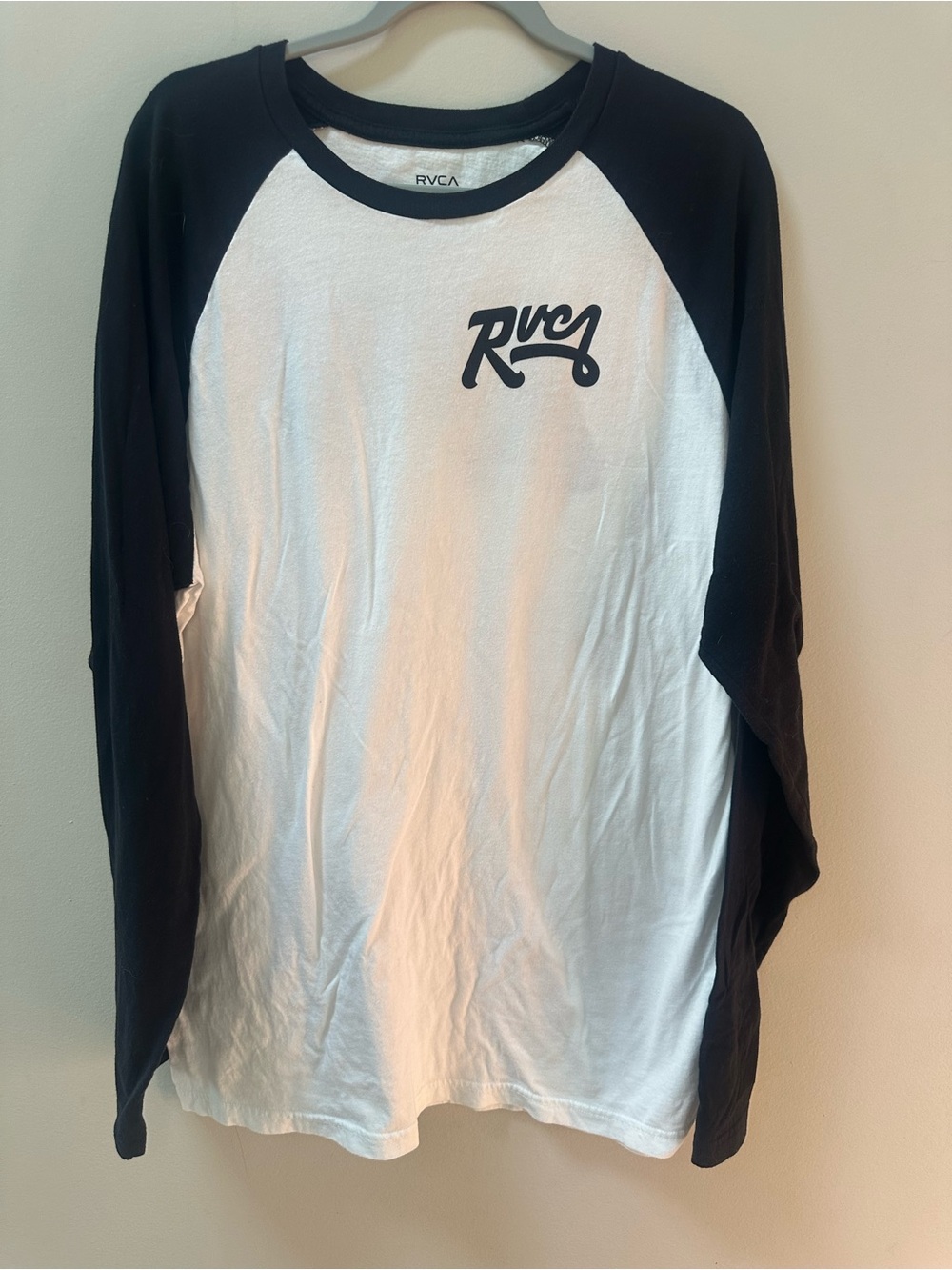 RVCA Black and White Raglan Long Sleeve Tee